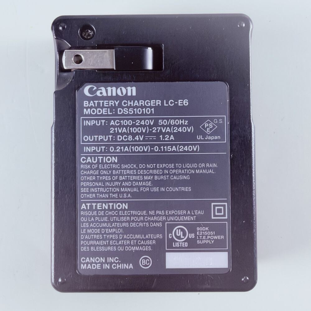 Canon LC-E6 Charger for LP-E6N Battery EOS 6D 7D 60D 70D 80D 90D MODEL DS510101